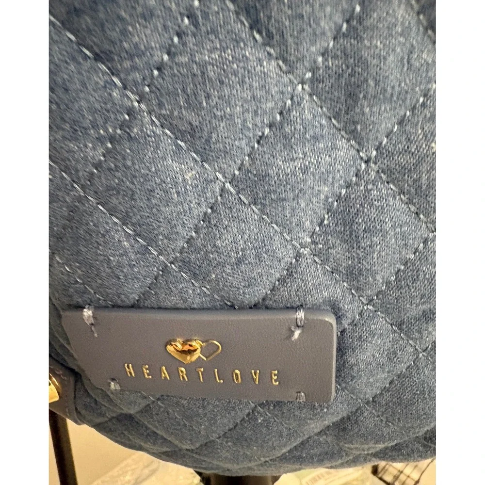 HeartLove by Charo‎ Quilted Denim Backpack Blue Upcycled Eco Friendly New